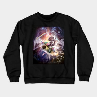 Galaxy Astronaut Cat Riding Rainbow Shark Unicorn Crewneck Sweatshirt